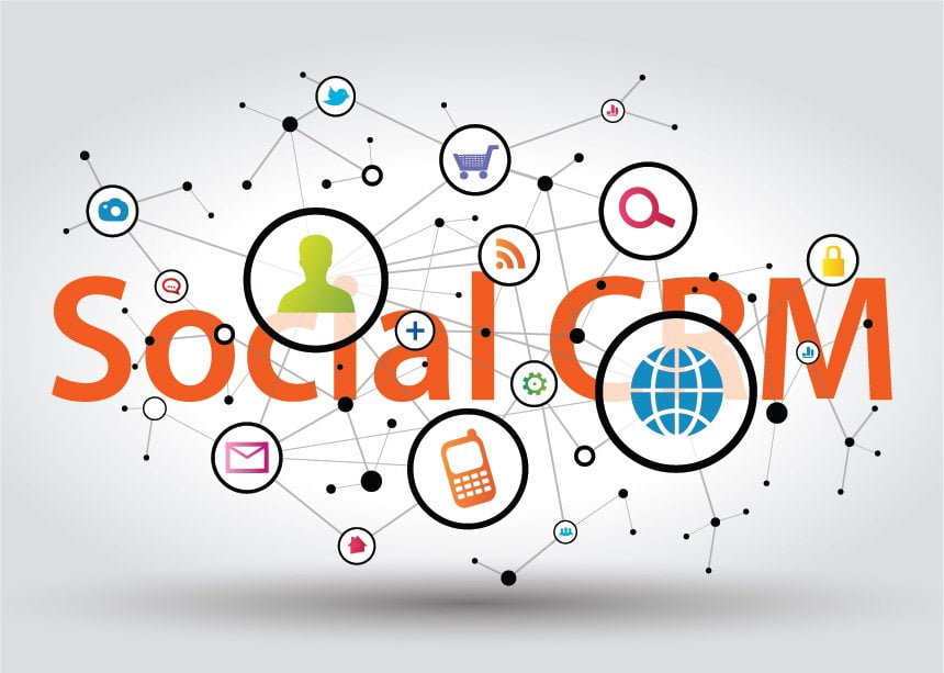 Social CRM with various icons