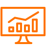 orange computer screen with graph icon