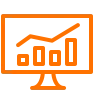 orange computer screen with graph icon