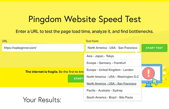 Pingdom Website Speed Test