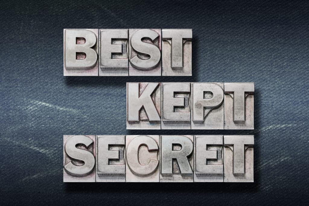 A picture of written text that reads "Best Kept Secret"