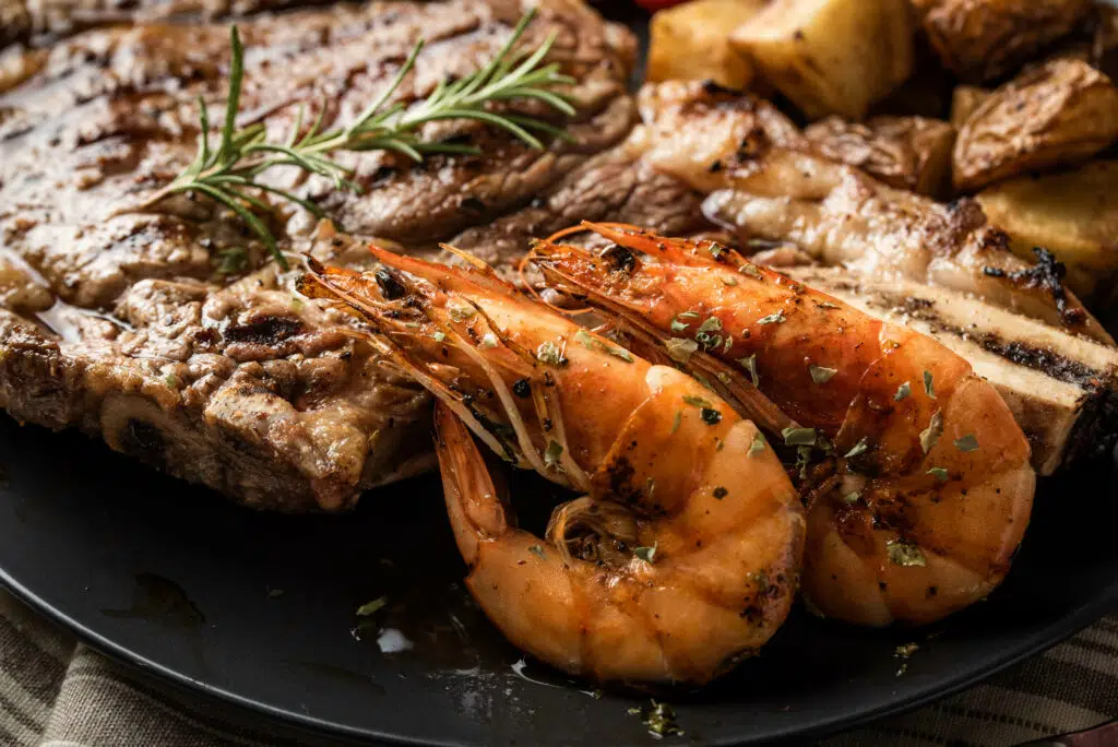 Surf and turf dinner meal