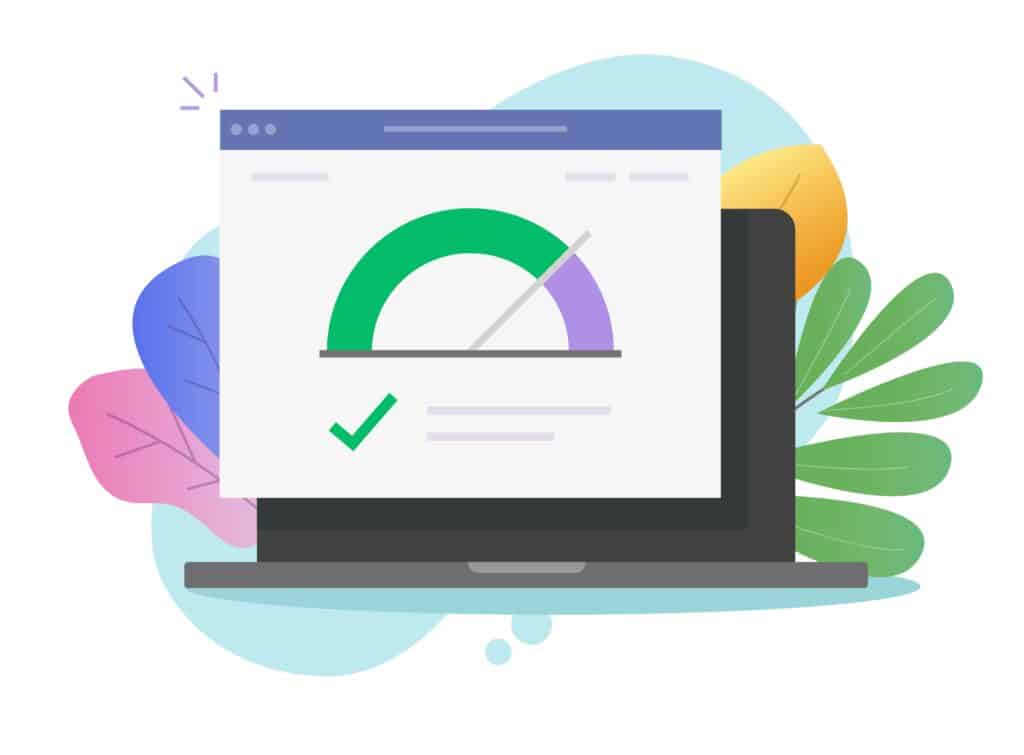 A graphic depicting a good site speed test for a website